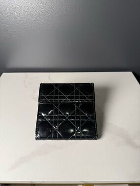 Dior Black Quilted Patent Leather Card & Key Holder
